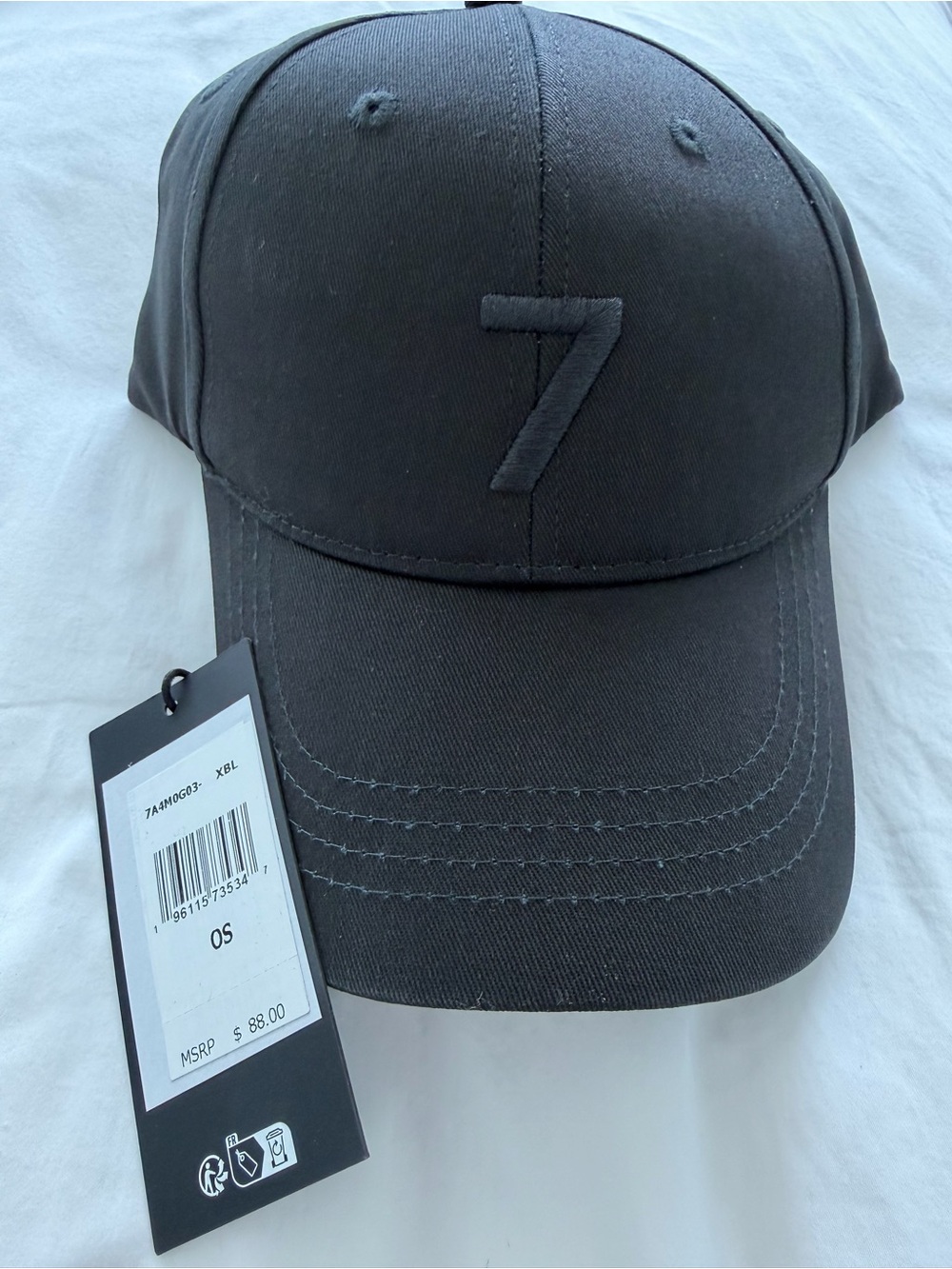 7 For All Mankind Black Men's Embroidered '7' Baseball Cap NWT
